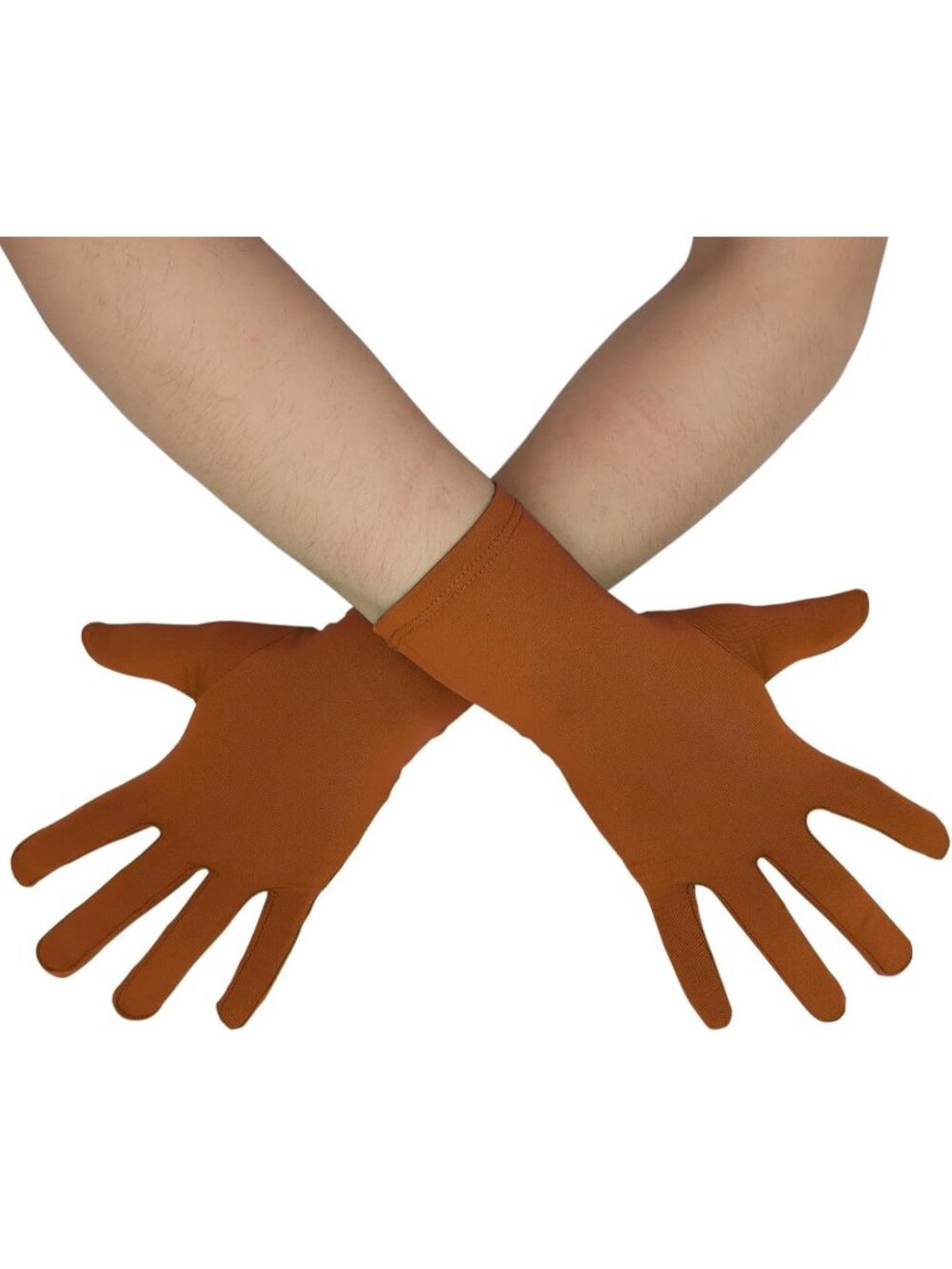 Women's Brown Banquet Party For Halloween Stretchy Spandex Costume Gloves